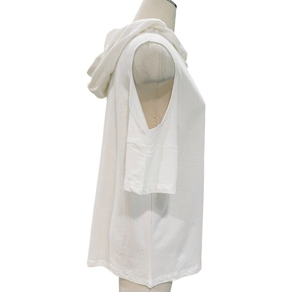 NWT Oversized Hayden LA Hoodie Tee Blue White Stripe Cotton Coastal Boho Top - Picture 9 of 9